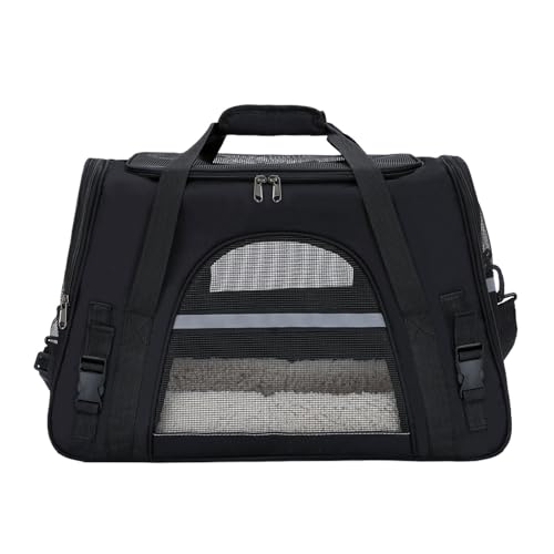 Ailan Atmungsaktive Haustier Tragetasche für Katzen mit Plüschpolster und Netztaschen, OxfordCloth, atmungsaktiv, große Löcher, verstopfen Haustiere Nicht, Schwarz Ailan Atmungsaktive Haustier Tragetasche für Katzen mit Plüschpolster und Netztaschen, OxfordCloth, atmungsaktiv, große Löcher, verstopfen Haustiere Nicht, Schwarz von Ailan