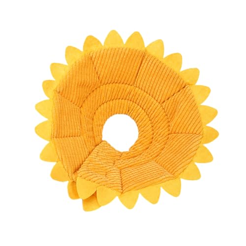 Ailan Baumwoll Haustier Genesungshalsband, Sonnenblume, für sanften Schutz, breite Anwendung, Tuch, Sonnenblumen Form, Katzenkegelhalsband, M von Ailan