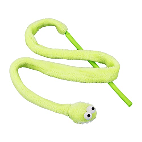 Ailan Cat Stick Sound Toy Flush Teaser Kompakte Größe Attraktives exquisites interaktives Spielzeug Schlangenförmiger Langer Griff Handlich gegriffen, Grün von Ailan
