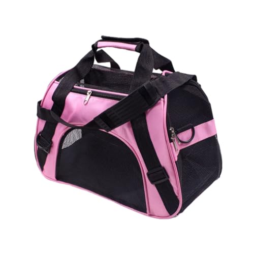 Ailan Faltbare Haustier Reisetasche für Welpen, große Kapazität, leicht zu reinigende Hundehandtasche, geeignet für den täglichen Gebrauch, Polyester Katzentasche, Rosa, L von Ailan