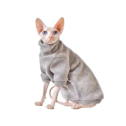 Ailan Katzenpullover, warme und stilvolle Katzen mit pflegeleichtem Katzentuch in Mehreren Größen, Polyester Katzenkleidung für Katzen, grau, L von Ailan