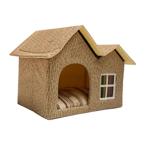 Ailan Robuste und langlebige Hunde und Katzenhütte, einfach zu montieren, Innen und Außenhütte für Hunde und Katzen, aus Polyester, golden von Ailan