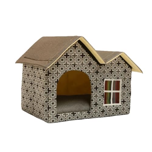 Ailan Robuste und langlebige Hunde und Katzenhütte, einfach zu montieren, Innen und Außenhütte für Hunde und Katzen, aus Polyester, grau von Ailan