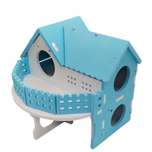 Ailan Sichere Inhaltsstoffe Hamsterhaus, ungiftig, geruchlos, viel Platz, Villa mit runden Kanten, kleines Haustier Hamsterhaus aus PVC, Blau von Ailan