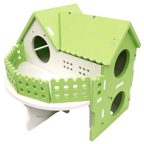 Ailan Sichere Inhaltsstoffe Hamsterhaus, ungiftig, geruchlos, viel Platz, Villa mit runden Kanten, kleines Haustier Hamsterhaus aus PVC, Grün von Ailan