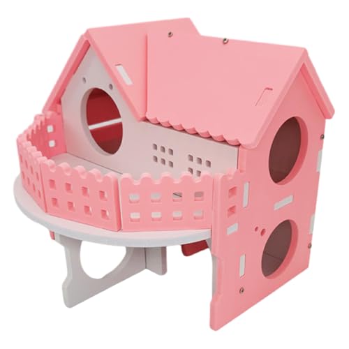 Ailan Sichere Inhaltsstoffe Hamsterhaus, ungiftig, geruchlos, viel Platz, Villa mit runden Kanten, kleines Haustier Hamsterhaus aus PVC, Rosa von Ailan