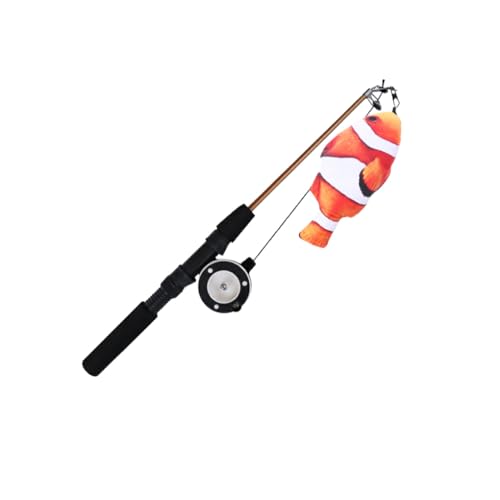 Ailan Sicheres und ungiftiges Katzen Angelrute Spielzeug, interaktives Spielen, breite Anwendung, fischförmige Angelrute, Katzenspielzeug aus Kunststoff, einfach, Clownfisch von Ailan