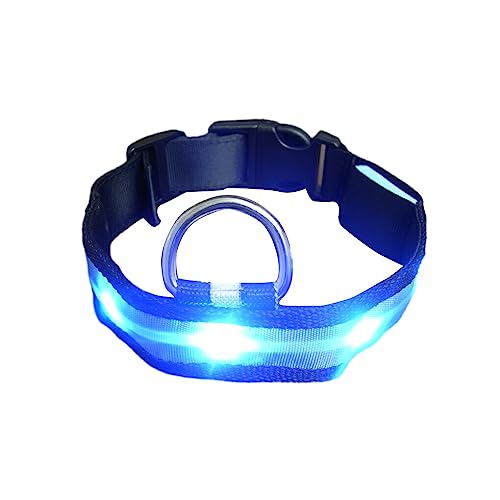 Ailan Verstellbares leuchtendes Halsband für Haustiere, Wandern, Nachtgehen, wiederaufladbare, beleuchtete Halsbänder, tragbare, Wiederverwendbare Halsbänder, Blau, L von Ailan