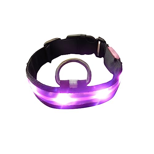 Ailan Verstellbares leuchtendes Halsband für Haustiere, Wandern, Nachtgehen, wiederaufladbare, beleuchtete Halsbänder, tragbare, Wiederverwendbare Halsbänder, Rosa, L von Ailan