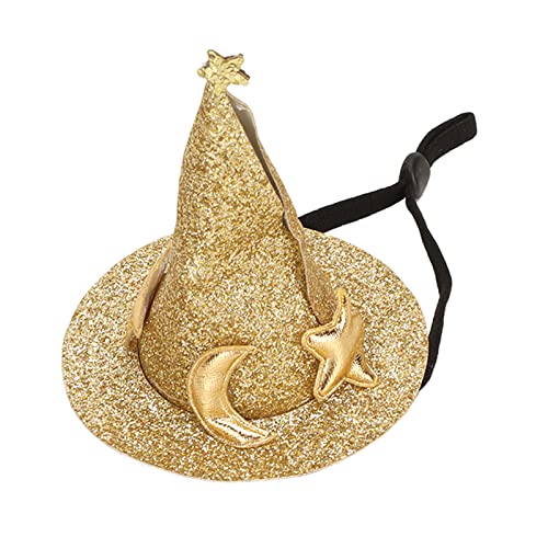 Hamster-Hut, Mond-Stern-Muster, Kleintier-Haustier-Zylinder mit Verstellbarem Kinnriemen für Schildkröten, Eidechsen, Geckos (Gold) von Ailgely