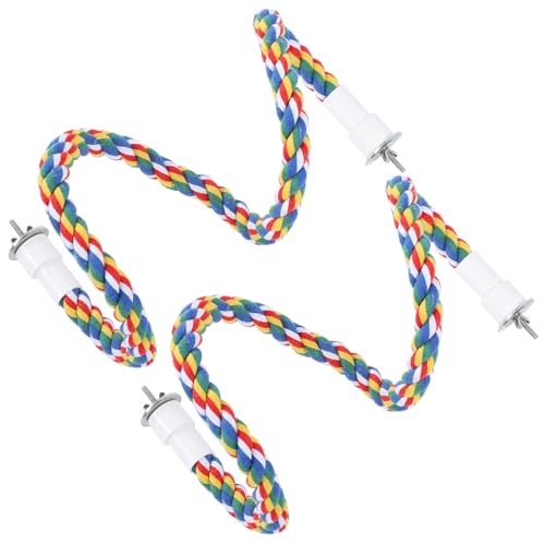 Ailgely Vogelseil-Sitzstangen, Bunter Baumwoll-Spiralständer für Papageienschaukeln [handgefertigtes Kauspielzeug] (105CM) von Ailgely