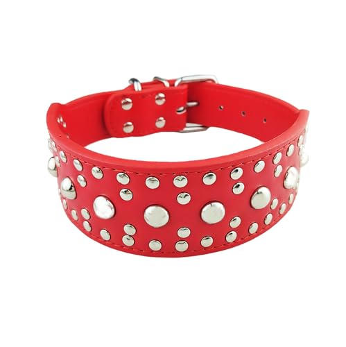 AiliStar Hundehalsband mit Pilznägeln, schützt den Hals des Hundes vor dem Beißen von Pilzen, Nagel, Nieten, Hundehalsband für Hunde, 5,1 cm Breite, Rot, Größe M von AiliStar