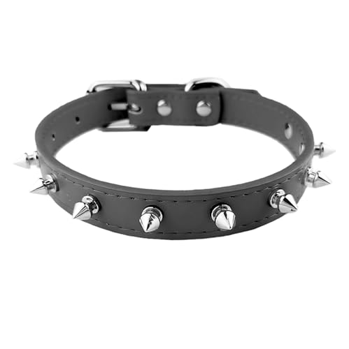 AiliStar Hundehalsband mit Spikes, schützt den Hals des Hundes vor Beißen, Nietenhalsband für Hunde, Schwarz, Größe S, passend für einen Halsumfang von 21,6 cm bis 27,9 cm von AiliStar
