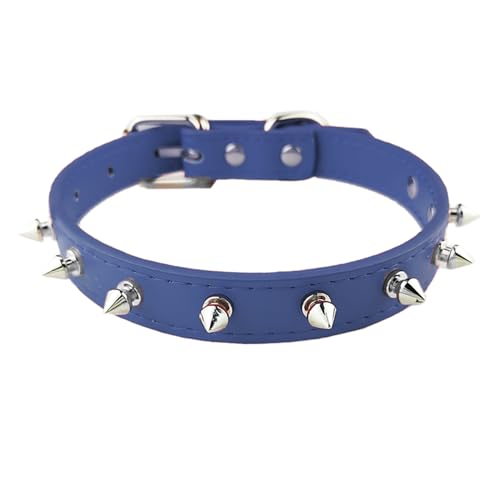 AiliStar Hundehalsband mit Spikes, schützt den Hals des Hundes vor Bissen, Nietenhalsband für Hunde, Dunkelblau, Größe M, passend für einen Halsumfang von 27,9 cm bis 34,3 cm von AiliStar