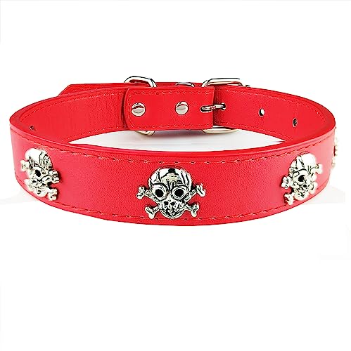 AiliStar Hundehalsband mit Totenkopf-Design, Skelett-Design, Haustierhalsband für Hunde und Katzen, rot, Größe S, passend für einen Halsumfang von 25,4 cm bis 33 cm von AiliStar