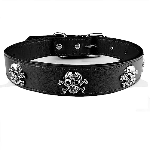 AiliStar Hundehalsband mit Totenkopf-Design, Skelett-Design, Haustierhalsband für Hunde und Katzen, schwarz, Größe M, passend für einen Halsumfang von 29,2 cm bis 34,3 cm von AiliStar