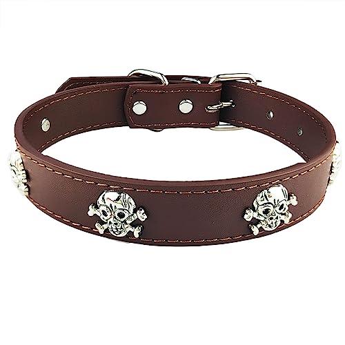 AiliStar New Skull Dog Collar Skeleton Cat Collar Skull Design Pet Collar for Dogs and Cat Brown Large Fits for Neck Girth from 13.5" to 17.5" von AiliStar