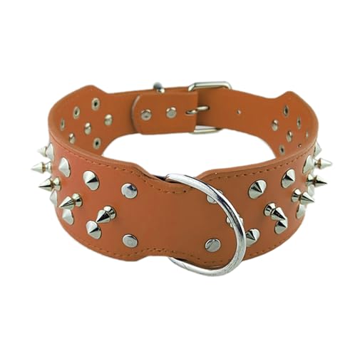 AiliStar Sharp Spikes Dog Collar Protecting Dog's Neck from Bitting Spiked Studded Collar for Dogs Collar Brown Fit for Neck Girth from 17.5" to 21.5" von AiliStar
