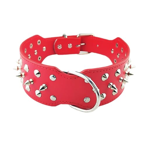 AiliStar Sharp Spikes Dog Collar Protecting Dog's Neck from Bitting Spiked Studded Collar for Dogs Collar Red Fit for Neck Girth from 17.5" to 21.5" von AiliStar