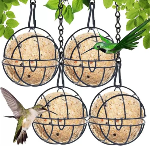 Ailovone 4 Stück Meisenknödelhalter Vogelfutterstation Vogelfutterspender zum Aufhängen mit S-förmigen Haken Futterspender Wildvögel für Garten Sperlinge Meisen (4PCS) von Ailovone