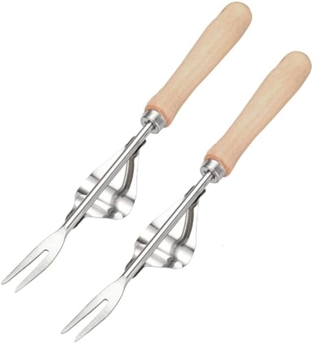 Ailovone Handjätgerät für den Garten Unkrautstecher Edelstahl Manueller Unkrautjäter Mit Holzgriff Unkrautjäter Werkzeug Zum Gartengraben, Jäten, Umpflanzen (2pcs) von Ailovone
