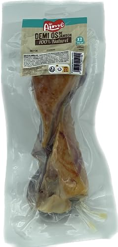 Aimé - 2 halbe Knochen mit Schinken für Hunde – 100% natürlich – Leckerli und Belohnung für alle Rassen, alle Altersgruppen und Größen von Aimé