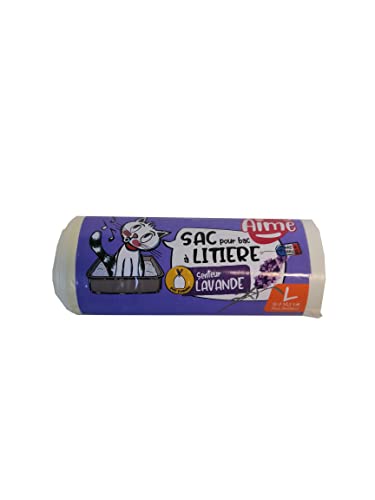 Aimé|Beutel für Katzentoiletten & Zubehör x8 Duftend 50x38,5cm| Katzenklo Beutel mit Griffen und Verschluss|Für das Wohlbefinden Ihrer Katze|Für alle Arten von Katzentoilette & Katzen Zubehör von Aimé