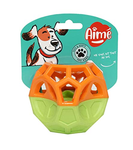 Aime Espace Hundespielzeug mit integriertem Klang, 2 Materialien, Schaumstoff/Silikon, Durchmesser 9 cm von Aimé