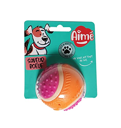 Aimé - Ball für Hunde, 5-in-1, Geschmack Rind, interaktives Hundespielzeug zur Entwicklung und Stimulierung der 5 Sinne, Lernspielzeug und robust, für alle Rassen und alle Altersgruppen – Ball 6 cm von Aimé