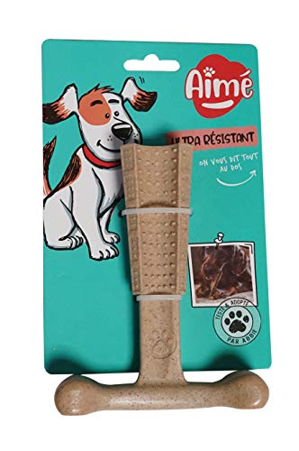 Aimé – Hundespielzeug und Kauspielzeug Hund für mittelgroße & große Hunde, 14 cm Kauknochen mit Hühnergeschmack – Hunde Kauartikel zur Zahnpflege Hund – Hundezubehör aus Bambusfasern & Nylon von Aimé