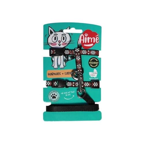 Aime Katzengeschirr/Leine aus Nylon, Rot/Weiß, für Spaziergänge mit Katzen, reflektierende Motive Aime Katzengeschirr/Leine aus Nylon, Rot/Weiß, für Spaziergänge mit Katzen, reflektierende Motive von Aimé