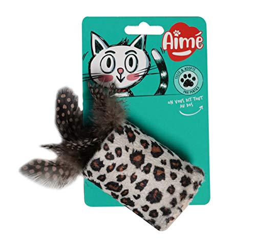 Aime Katzenspielzeug, Federrolle, 7 cm, mit Glöckchen, Motiv Leopard, interaktives Spielzeug für die Jagd von Aimé