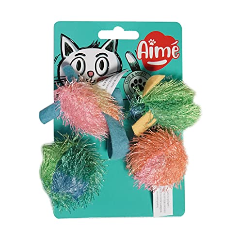 Aime Katzenspielzeug – Spielzeug-Set Maus und Ball bunt – 4 Spielzeuge Aime Katzenspielzeug – Spielzeug-Set Maus und Ball bunt – 4 Spielzeuge von Aimé