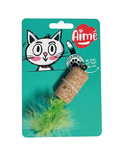 Aime Katzenspielzeug zum Kratzen, Korkverschluss und große Federn, bunt von Aime
