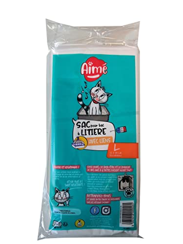 Aimé | Katzentoiletten-Beutel x12 | Universelles Format 55x39 cm | für Katzentoilette | Katzentoiletten-Beutel mit Wiederverschließbaren Griffen für das Wohl Ihrer Katze | Hygienebeutel Katzen Zubehör von Aime