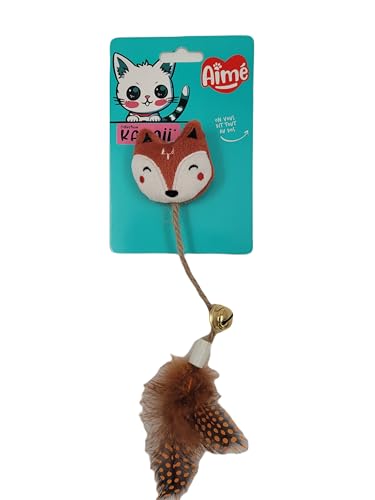 Aimé Kawaii Katzenspielzeug mit Seil in Form eines Fuchses – Katzenspiel – bunt, knackig und lustig – mit Catnip-Polsterung – anziehendes Gesicht, Federn und Glöckchen Aimé Kawaii Katzenspielzeug mit Seil in Form eines Fuchses – Katzenspiel – bunt, knackig und lustig – mit Catnip-Polsterung – anziehendes Gesicht, Federn und Glöckchen von Aimé