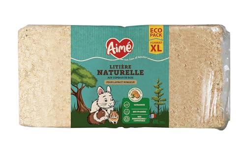 Aimé - Komprimierte Streu, Späne, 60 l, Einstreu für Nagetiere – auf Basis von Holzspänen – für Hamster, Meerschweinchen, Kaninchen – Staubschutz – einfach zu verwenden Aimé - Komprimierte Streu, Späne, 60 l, Einstreu für Nagetiere – auf Basis von Holzspänen – für Hamster, Meerschweinchen, Kaninchen – Staubschutz – einfach zu verwenden von Aimé