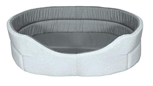 Aime Korb oval grau für Katzen/kleine Hunde T50 Schlafkorb Komfort modernes Design Wattiert Mandala grau Größe S 50 x 35 x 15 cm von Aimé
