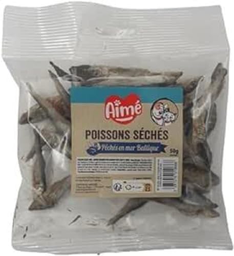 Aimé | Packung mit getrockneten Fischen von Sprat | Katzen- und Hundefutter | Leckerli für Hunde und Katzen mit hohem Proteingehalt | natürliches Futter | Fischerei in der Ostsee | 50 g | europäische Aimé | Packung mit getrockneten Fischen von Sprat | Katzen- und Hundefutter | Leckerli für Hunde und Katzen mit hohem Proteingehalt | natürliches Futter | Fischerei in der Ostsee | 50 g | europäische von Aime
