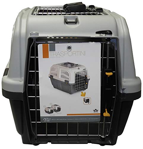 Aimé | Transportbox für Katzen und Hunde | Transportbox für Hunde und Katzen mit seitlichen Lüftungen, Metallgittern und Sicherheitsriegel | Farbe Grau und Maße 56 x 36 x 35 cm von Aimé