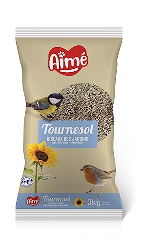Aimé - Wildvogelfutter aus Sonnenblumenkerne – 3 kg Beutel – Vogelfutter für Wildvögel wie Rotkehlchen und Finken – Fettfutter für Wildvögel – Umweltfreundlich – Hergestellt in Frankreich von Aimé
