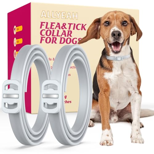Natürliche Floh- und Zeckenhalsbänder für Hunde, 2er Pack, 8 Monate Langzeitschutz, Wasserdicht & Verstellbar, Geeignet für kleine, mittelgroße und große Hunde von Aimg