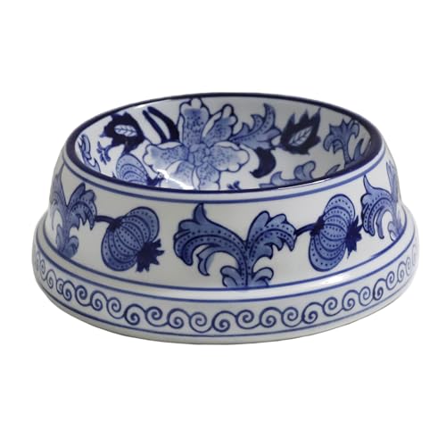 Aimusego Handbemalter Keramik-Hundenapf, Haustiernapf, hübscher blauer und weißer Futternapf, Chinoiserie Floral Wassernapf für Hunde und Katzen (Granatapfelblütenschnörkeln, mittelgroß (750 ml) Aimusego Handbemalter Keramik-Hundenapf, Haustiernapf, hübscher blauer und weißer Futternapf, Chinoiserie Floral Wassernapf für Hunde und Katzen (Granatapfelblütenschnörkeln, mittelgroß (750 ml) von Aimusego