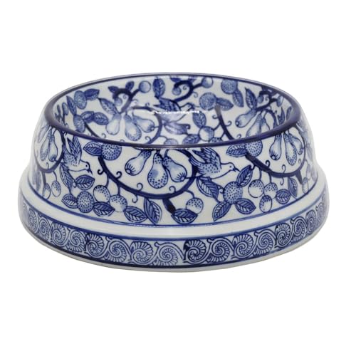 Aimusego Keramik-Hundenapf, Geschenk für Haustierbesitzer, Hundegeschenk, rutschfeste Unterseite, mittelgroß, Wasser und Futter, 22,9 cm, Blau und Weiß von Aimusego