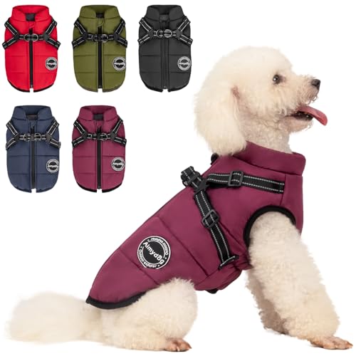 AIMYDOG Warmer Hunde-Wintermantel, modische Sport-Hundejacke für kaltes Wetter mit integriertem Geschirr, reflektierend und verstellbar, bequeme Haustierweste, wasserdicht, winddicht, Hundebekleidung AIMYDOG Warmer Hunde-Wintermantel, modische Sport-Hundejacke für kaltes Wetter mit integriertem Geschirr, reflektierend und verstellbar, bequeme Haustierweste, wasserdicht, winddicht, Hundebekleidung von Aimydog