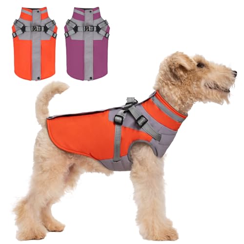 Aimydog Wintermantel für kleine, mittelgroße und große Hunde, gemütliche Hundejacke, gepolsterte Fleece-Weste für Hunde mit integriertem Geschirr, reflektierender Schneemantel 100 % im von Aimydog