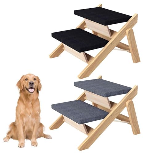 Haustiertreppe / Haustiertreppe, faltbar, 2 Ebenen, Hundetreppe und Rampe, perfekt für Betten, Sofa und Autos, tragbare Hunde-/Katzenleiter, ideal für kleine und ältere Tiere Haustiertreppe / Haustiertreppe, faltbar, 2 Ebenen, Hundetreppe und Rampe, perfekt für Betten, Sofa und Autos, tragbare Hunde-/Katzenleiter, ideal für kleine und ältere Tiere von Ainiupi