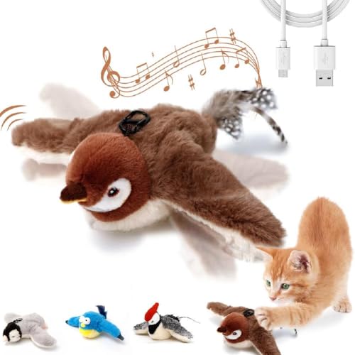 Katzenspielzeug - Interaktives Katzenspielzeug Wiederaufladbares Automatisches Zwitschern Vogel Katzenspielzeug, Berührungsaktiviertes Kätzchenspielzeug Interaktives Katzenübungsspielzeug für alle Katzenspielzeug - Interaktives Katzenspielzeug Wiederaufladbares Automatisches Zwitschern Vogel Katzenspielzeug, Berührungsaktiviertes Kätzchenspielzeug Interaktives Katzenübungsspielzeug für alle von Ainiupi