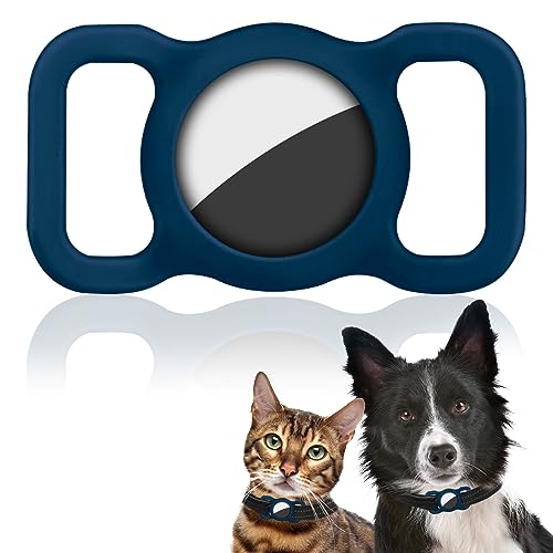 Ainiv Silikon Schutz Hülle, Silikon Schutzhülle für AirTag, Kompatibel mit Apple Airtag Finder Hundehalsband, Pet Loop Holder für AirTags, Tracking Finder Hunde und Katze Haustierzubehör (Blau) von Ainiv