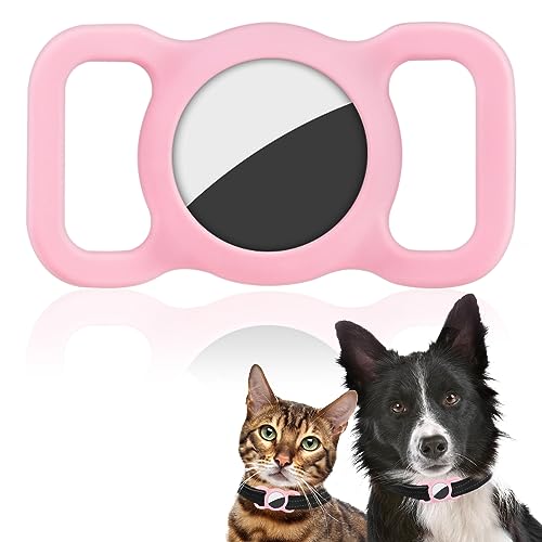 Ainiv Silikon Schutz Hülle, Silikon Schutzhülle für AirTag, Kompatibel mit Apple Airtag Finder Hundehalsband, Pet Loop Holder für AirTags, Tracking Finder Hunde und Katze Haustierzubehör (Rosa) von Ainiv